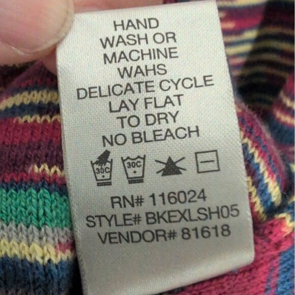 BKE Hooded Duster Cardigan Womens Size Medium Colorful Stripe Lightweight Boho - Picture 6 of 9